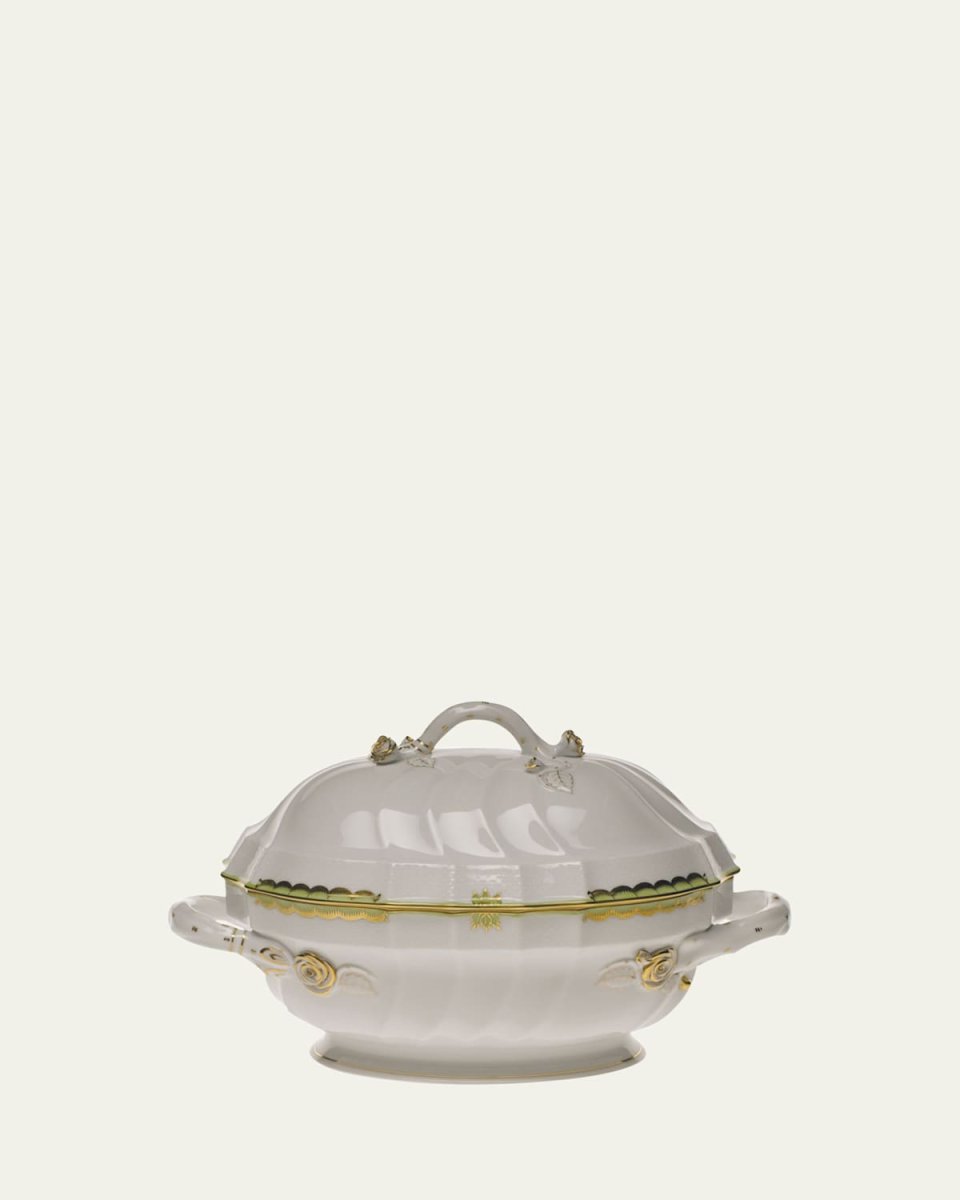 Princess Victoria Green Tureen with Branch Handle